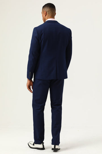 3 stycken Navy Blue Slim Fit Casual Smoking Suits